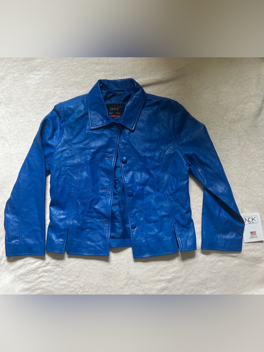 Vintage Electric Blue Leather Jacket